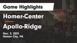 Homer-Center  vs Apollo-Ridge  Game Highlights - Dec. 2, 2023