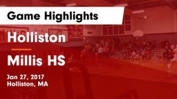 Holliston  vs Millis HS Game Highlights - Jan 27, 2017