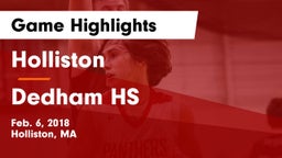 Holliston  vs Dedham HS Game Highlights - Feb. 6, 2018