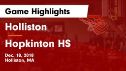 Holliston  vs Hopkinton HS Game Highlights - Dec. 18, 2018