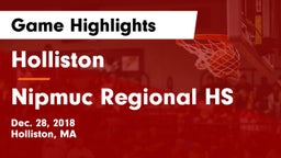 Holliston  vs Nipmuc Regional HS Game Highlights - Dec. 28, 2018