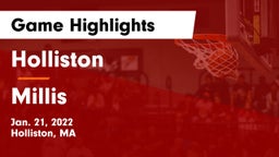 Holliston  vs Millis  Game Highlights - Jan. 21, 2022