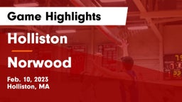 Holliston  vs Norwood  Game Highlights - Feb. 10, 2023