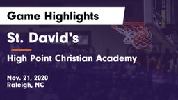 St. David's  vs High Point Christian Academy  Game Highlights - Nov. 21, 2020