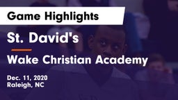 St. David's  vs Wake Christian Academy  Game Highlights - Dec. 11, 2020