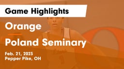 Orange  vs Poland Seminary  Game Highlights - Feb. 21, 2023