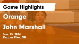 Orange  vs John Marshall  Game Highlights - Jan. 13, 2024