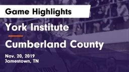 York Institute vs Cumberland County  Game Highlights - Nov. 20, 2019