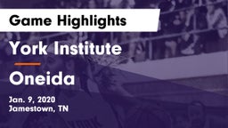 York Institute vs Oneida  Game Highlights - Jan. 9, 2020