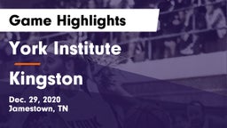 York Institute vs Kingston  Game Highlights - Dec. 29, 2020