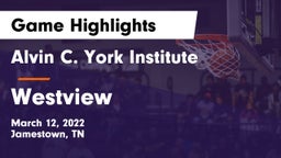 Alvin C. York Institute vs Westview  Game Highlights - March 12, 2022