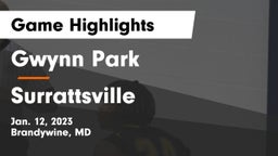 Gwynn Park  vs Surrattsville  Game Highlights - Jan. 12, 2023