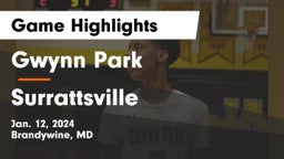Gwynn Park  vs Surrattsville  Game Highlights - Jan. 12, 2024