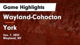 Wayland-Cohocton  vs York  Game Highlights - Jan. 7, 2022