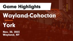 Wayland-Cohocton  vs York  Game Highlights - Nov. 30, 2023
