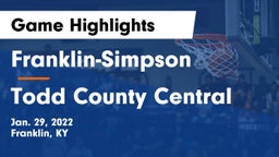 Franklin-Simpson  vs Todd County Central  Game Highlights - Jan. 29, 2022