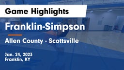 Franklin-Simpson  vs Allen County - Scottsville  Game Highlights - Jan. 24, 2023