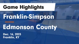 Franklin-Simpson  vs Edmonson County  Game Highlights - Dec. 16, 2023
