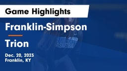 Franklin-Simpson  vs Trion  Game Highlights - Dec. 20, 2023