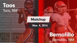 Matchup: Taos  vs. Bernalillo  2016