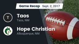 Recap: Taos  vs. Hope Christian  2017