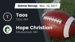 Recap: Taos  vs. Hope Christian  2017