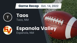 Recap: Taos  vs. Espanola Valley  2022