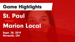 St. Paul  vs Marion Local  Game Highlights - Sept. 28, 2019