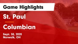 St. Paul  vs Columbian  Game Highlights - Sept. 30, 2020