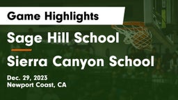 Sage Hill School vs Sierra Canyon School Game Highlights - Dec. 29, 2023