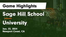 Sage Hill School vs University  Game Highlights - Jan. 22, 2024