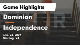Dominion  vs Independence  Game Highlights - Jan. 24, 2022