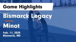 Bismarck Legacy  vs Minot  Game Highlights - Feb. 11, 2020
