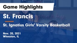 St. Francis  vs St. Ignatius Girls' Varsity Basketball Game Highlights - Nov. 20, 2021