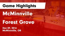 McMinnville  vs Forest Grove  Game Highlights - Dec 09, 2016