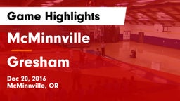 McMinnville  vs Gresham  Game Highlights - Dec 20, 2016