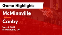 McMinnville  vs Canby  Game Highlights - Jan. 4, 2019