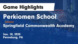 Perkiomen School vs Springfield Commonwealth Academy Game Highlights - Jan. 18, 2020