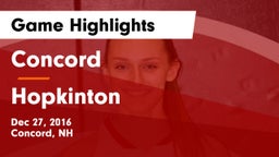 Concord  vs Hopkinton Game Highlights - Dec 27, 2016