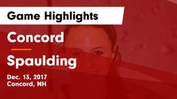 Concord  vs Spaulding  Game Highlights - Dec. 13, 2017
