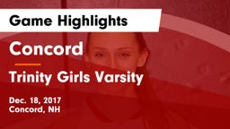 Concord  vs Trinity Girls Varsity  Game Highlights - Dec. 18, 2017