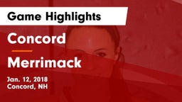 Concord  vs Merrimack  Game Highlights - Jan. 12, 2018