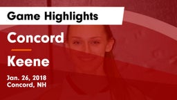 Concord  vs Keene  Game Highlights - Jan. 26, 2018