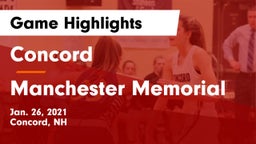 Concord  vs Manchester Memorial  Game Highlights - Jan. 26, 2021
