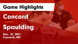 Concord  vs Spaulding  Game Highlights - Dec. 15, 2021