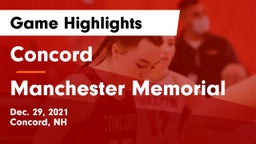 Concord  vs Manchester Memorial Game Highlights - Dec. 29, 2021