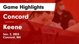 Concord  vs Keene  Game Highlights - Jan. 2, 2024