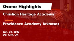 Christian Heritage Academy vs Providence Academy Arkansas Game Highlights - Jan. 22, 2022