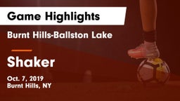 Burnt Hills-Ballston Lake  vs Shaker  Game Highlights - Oct. 7, 2019