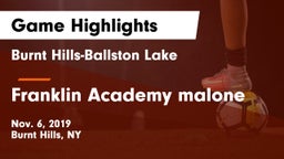 Burnt Hills-Ballston Lake  vs Franklin Academy malone Game Highlights - Nov. 6, 2019